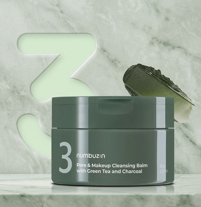 Numbuzin-No.3-Pore-Makeup-Cleansing-Balm-with-Green-Tea-and-Charcoal-Quick-Easy-Cleansing-Reduces-Blackheads-No-Fragrance
