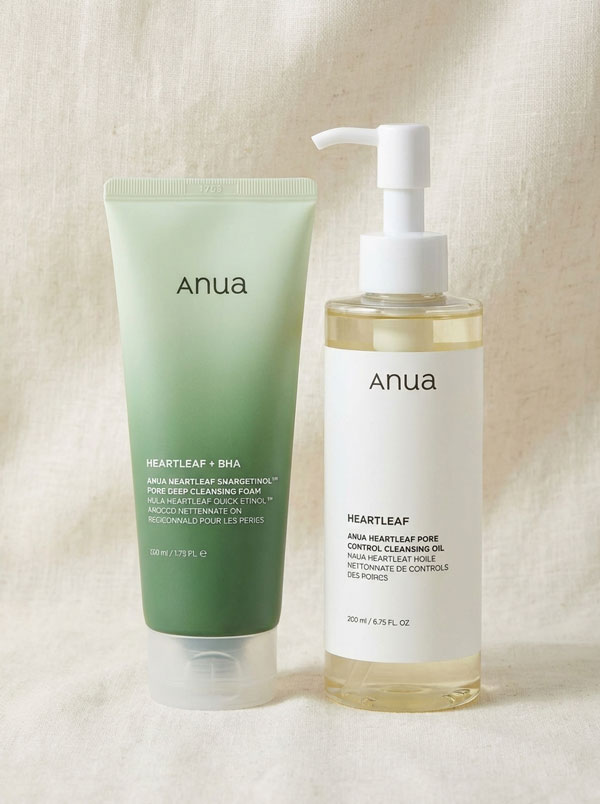 ANUA-Double-Cleansing-Duo-for-Facial-Cleansing--Heartleaf-Pore-Control-Cleansing-Oil-&-Quercetinol-Pore-Deep-Cleansing-Foam-for-Double-Cleansing,-Korean-Skincare